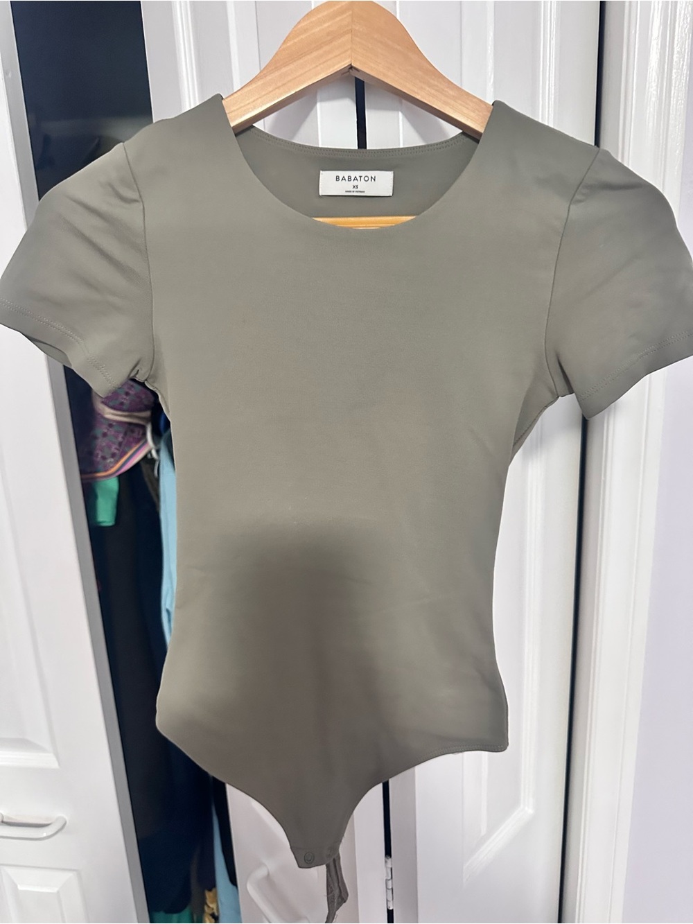 Babaton Aritzia Olive Short-Sleeve Stretch Bodysuit